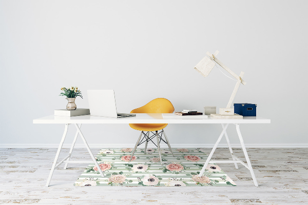Alfombra silla ordenador Rosas a rayas
