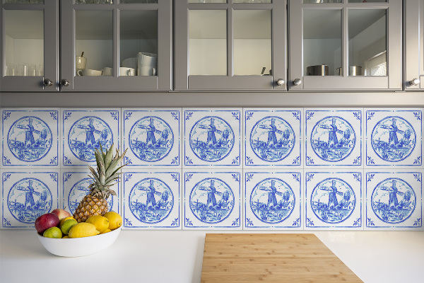 Baldosas vinílicas autoadhesivas Molino de viento de estilo azulejos