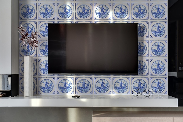 Revestimiento de pared de PVC Molino de viento de estilo azulejos
